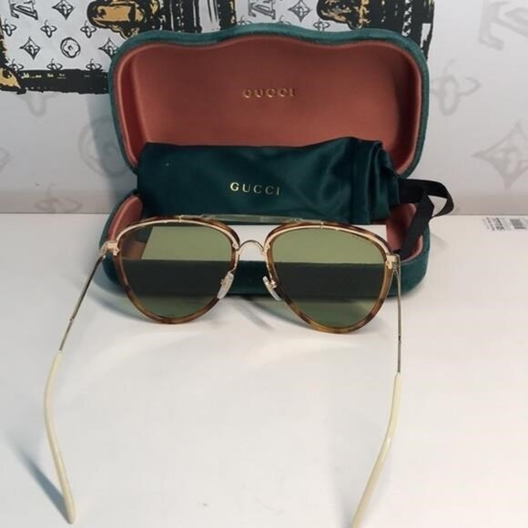 New ✨ Authentic Gucci GG0672S 003 Havana Aviator Sunglasses ✨ - Picture 8 of 11